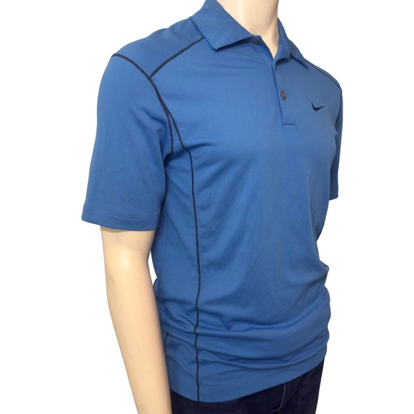 Nike Golf Mens Dri-FIT Polo Shirt Blue Short Sleeve Swoosh Size L - Picture 2 of 10